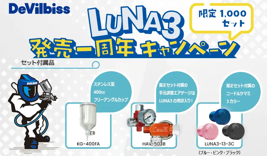 LUNA3（重力式）ハンドスプレーガン キャンペーンセット 塗料カップと